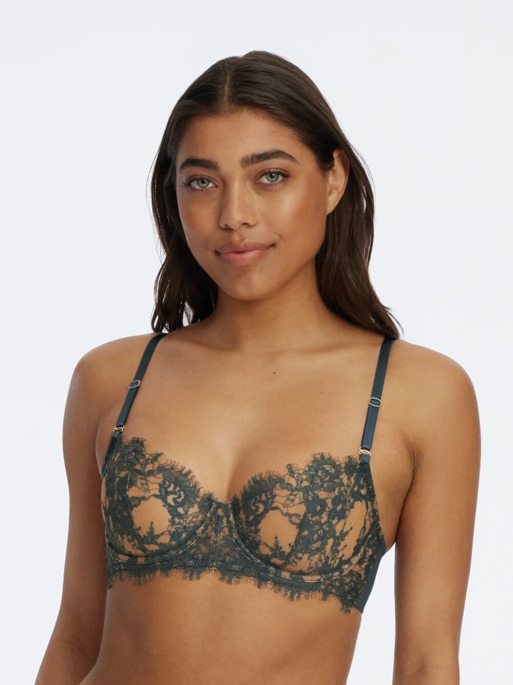 Skarlett Blue Intimately Entice Lace Deep Sea Ginger Balconette Bra 34B